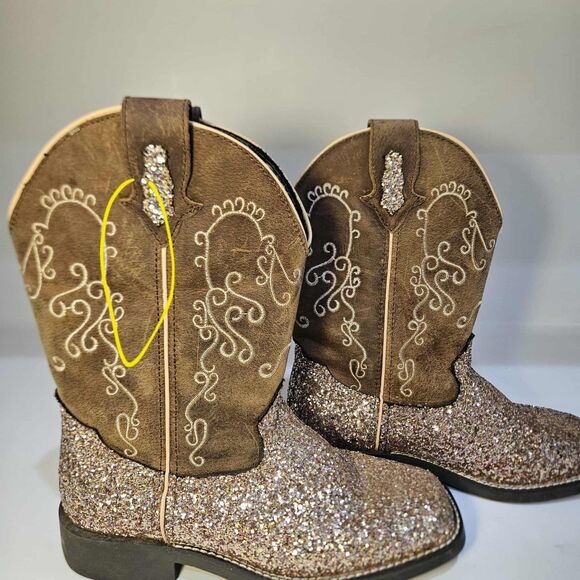 Shyanne Sparkle Plenty Square Toe Girls 4D Rose Gold Glitter Boot Mid Calf - Picture 12 of 13